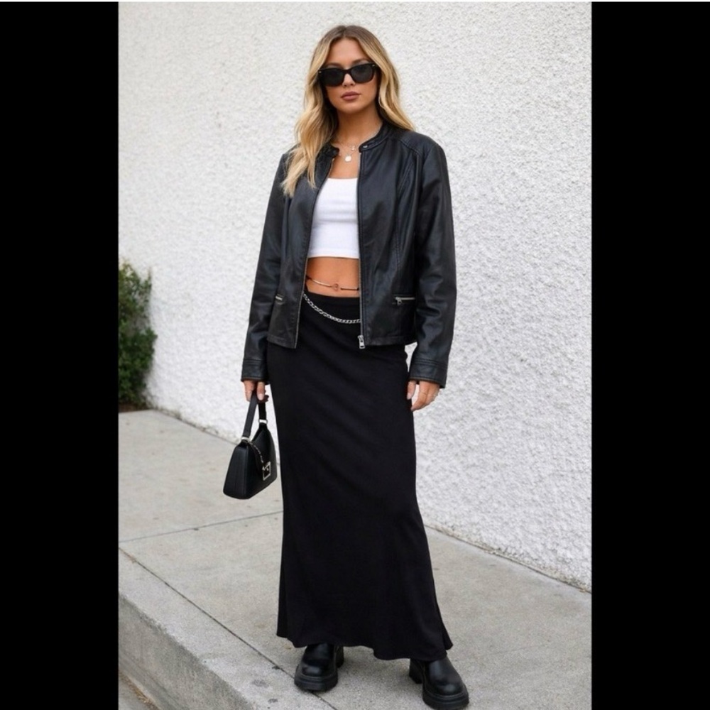 Black Faux Leather Moto Jacket - Picture 2 of 6